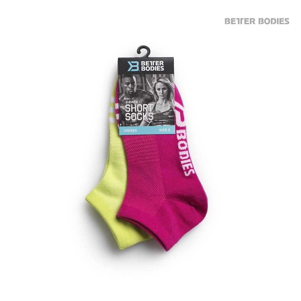 Short Socks 2-pack, Pink/lime